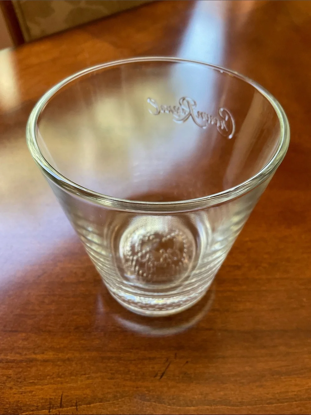 Crown Royal Embossed Lowball Rock Glass Heavy Bottom